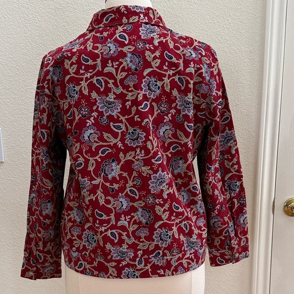 Haymaker XL, dark red, blue, green, tan floral pattern denim jacket - Picture 8 of 15